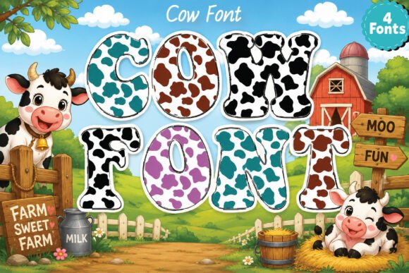 Bring the Farm to Your Designs with Cow Print Alphabets
